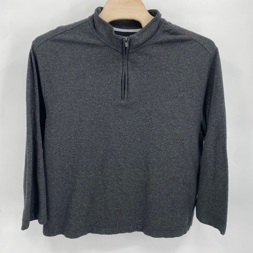 Van Heusen Mens‎ 3XL Big Tall Quarter Zip Pullover Sweater Dark Gray Heathered